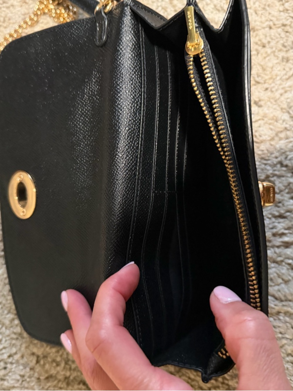 Coach Black Crossbody with Gold Chain Strap - Picture 6 of 7